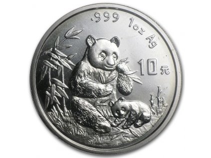 chinese panda stribrna mince 1oz 1996 rub large date