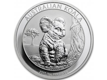 australian koala stribrna mince 1oz 2017