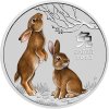 australian lunar series iii stribrna mince 1oz 2023 year of the rabbit coloured reverse