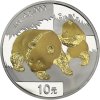 chinese panda stribrna mince 1oz 2008 gilded