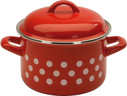 108 metalac cerveny puntik hluboky smaltovany hrnec standard s poklici 24 cm 6 75 l