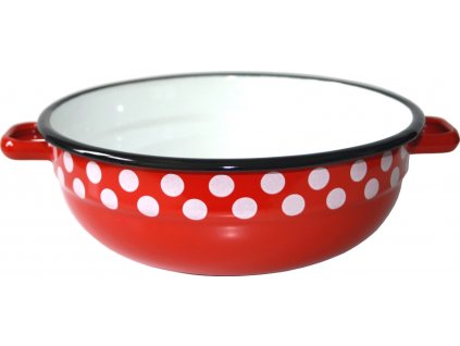 228 metalac cerveny puntik smaltovana miska 16 cm 1 l