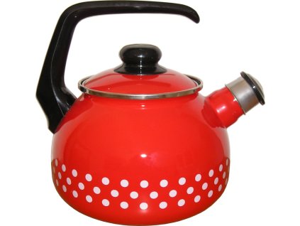 213 metalac cerveny puntik smaltovany cajnik s poklici 20 cm 2 5 l