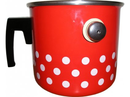 225 metalac cerveny puntik smaltovany mlekovar 16 cm 2 l