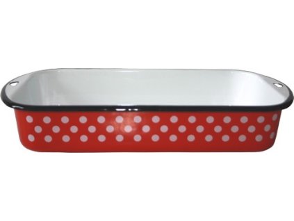 240 metalac cerveny puntik smaltovany pekac 30 cm