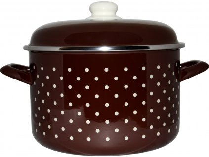 264 metalac hnedy puntik hluboky smaltovany hrnec standard s poklici 16 cm 2 l