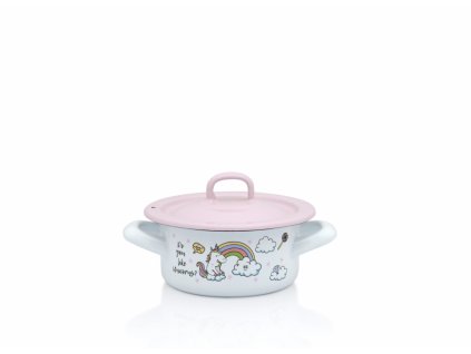 9723 metalac jednorozec smaltovany katrol s poklici 12 cm 0 75 l