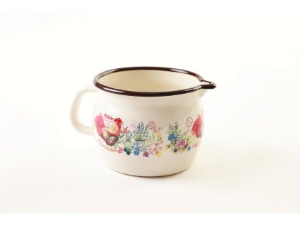2691 metalac kohout smaltovany baneny hrnek s vylevkou 12 cm 1 3 l