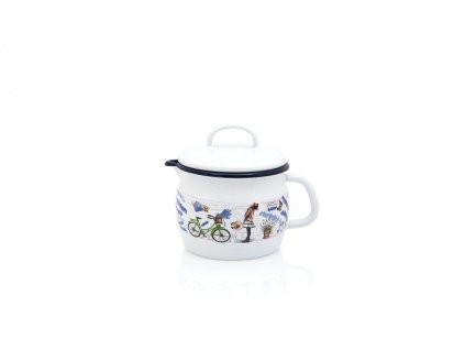 9162 metalac provance smaltovany baneny hrnek s vylevkou a poklickou 12 cm 1 3 l