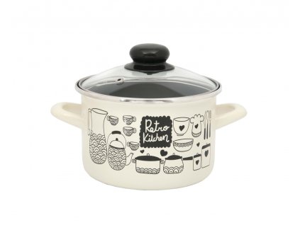 288 metalac retro kitchen hluboky konicky smaltovany hrnec s poklici 16 cm 2 l