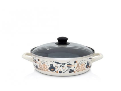 1155 metalac panev s dvema uchy a se sklenenou poklici 26 cm master of kitchen