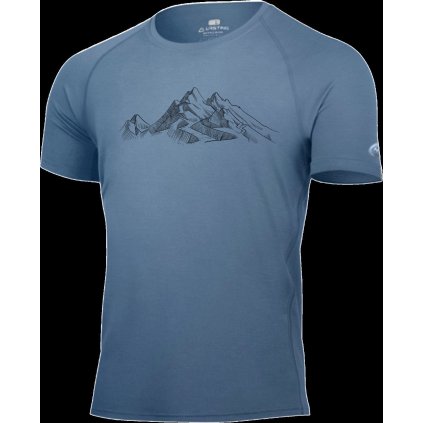 Pánské merino triko LASTING Hill modré (Velikost 3XL)