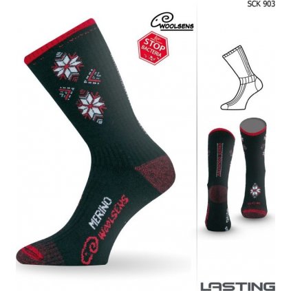 Lyžařské merino ponožky LASTING Sck černé