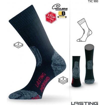 Merino ponožky LASTING Txc černé