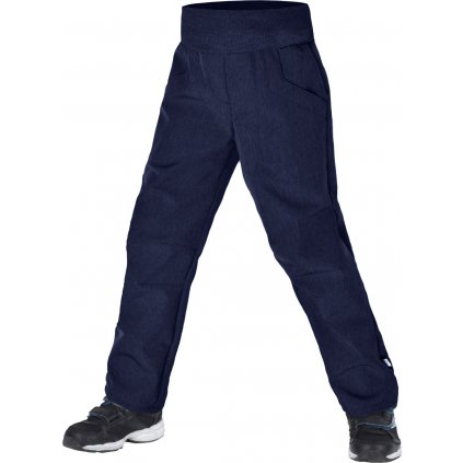 Dětské softshellové kalhoty s fleecem UNUO Cool, Žíhaná Tm. Modrá