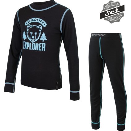 Dětský funkční set SENSOR Double Face Wild černá (Barva černá, Velikost 90)