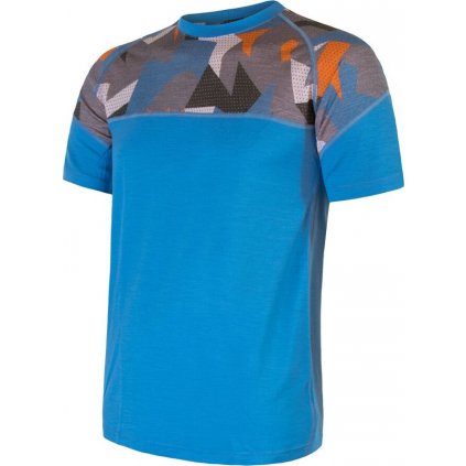 Pánské merino tričko SENSOR Impress modrá/camo