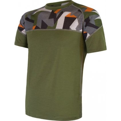 Pánské merino tričko SENSOR Impress zelená/camo