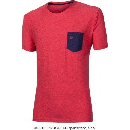 Pánské sportovní triko PROGRESS Mark červený melír