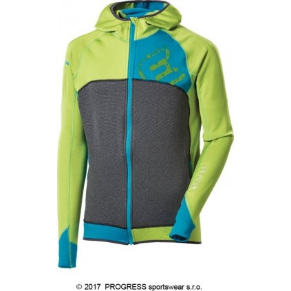 Pánská sportovní mikina PROGRESS Rebel Hoody zelená/tyrkysová