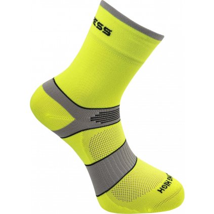 Cyklistické ponožky PROGRESS Cycling High Sox neon žlutá/šedá