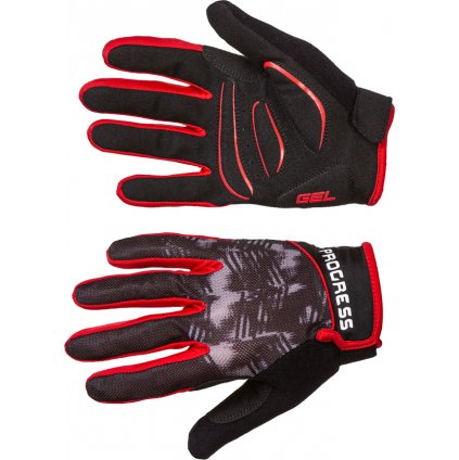 Cyklistické rukavice PROGRESS Ripper Gloves černá/šedá/červená