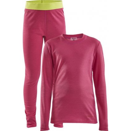 Dětský funkční set CRAFT Core Warm Baselayer Junior růžový