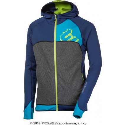 Pánská sportovní mikina PROGRESS Rebel Hoody modrá/tyrkysová