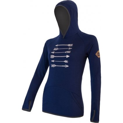Dámská mikina SENSOR Merino Upper Arrows deep blue (Velikost M, Barva modrá)