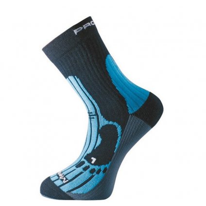 Turistické merino ponožky PROGRESS černá/modrá/šedá