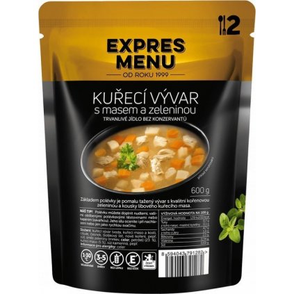 Kuřecí vývar s masem a zeleninou EXPRES MENU (2 porce)