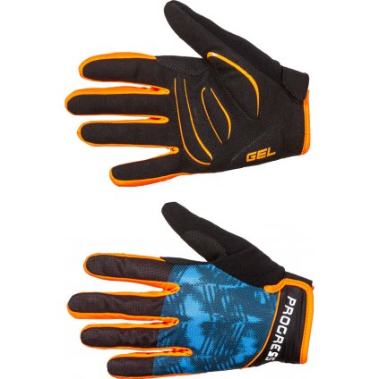 Cyklistické rukavice PROGRESS Ripper Gloves černá/tyrkys/oranž