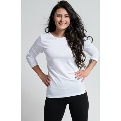 Dámské bavlněné triko CityZen® s 3/4 rukávem bílé s elastanem