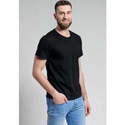 Pánské bavlněné tričko CityZen s kulatým výstřihem černé