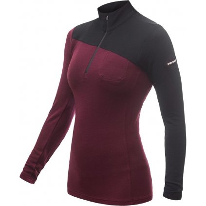 Dámské termo triko SENSOR Merino Extreme zip port red/černá