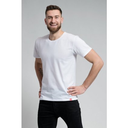 Pánské bavlněné triko CITYZEN bílé, kulatý výstřih