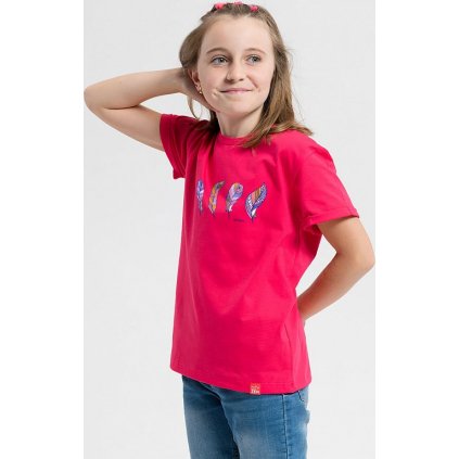 Dětské bavlněné tričko CITYZEN malinové s potiskem