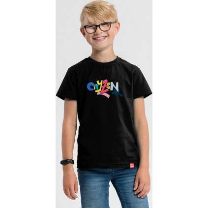 Dětské bavlněné tričko CITYZEN černé s potiskem