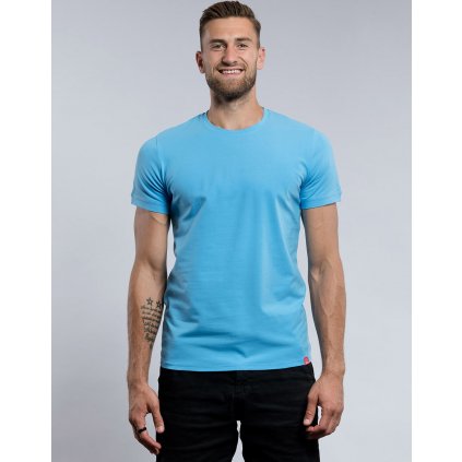 Pánské tričko CITYZEN slim fit světle modré s elastanem