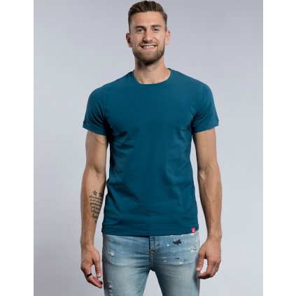 Pánské tričko CITYZEN slim fit modrozelené s elastanem