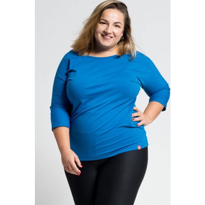 Dámské bavlněné triko CITYZEN Plus Size královsky modré s elastanem