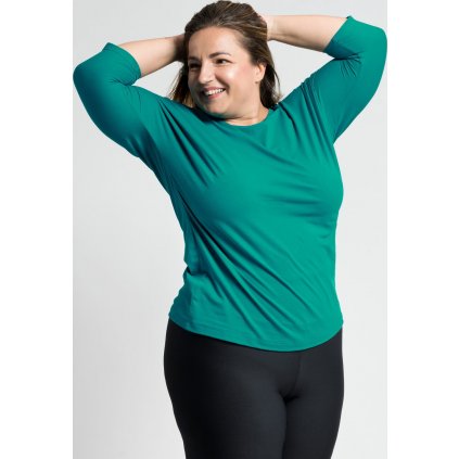 Dámské bavlněné triko CITYZEN Plus Size smaragdové s elastanem