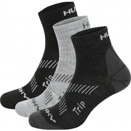 Unisex ponožky HUSKY 3 pack černá/šedá