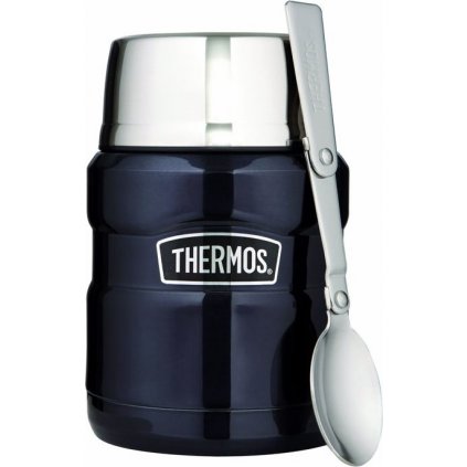 Termoska na jídlo THERMOS Style se skládací lžící a šálkem - tmavě modrá 470 ml