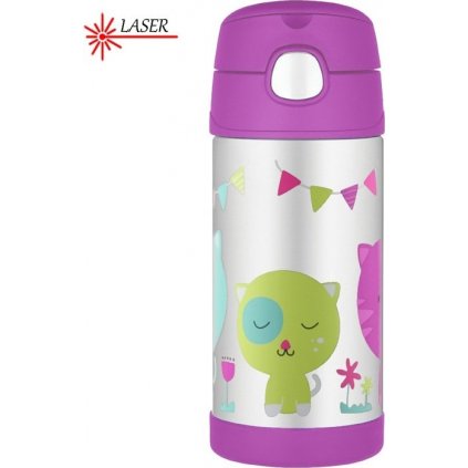 Dětská termoska THERMOS FUNtainer s brčkem - kočka 355 ml