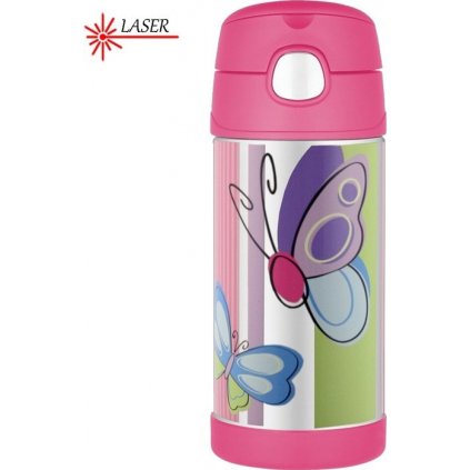 Dětská termoska THERMOS FUNtainer s brčkem - motýl 355 ml