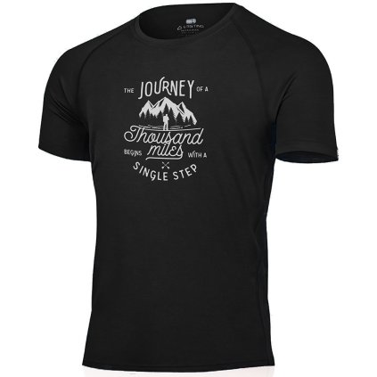 Pánské merino triko s tiskem LASTING Journey černé (Velikost XL)