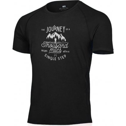 Pánské merino triko s tiskem LASTING Journey černé