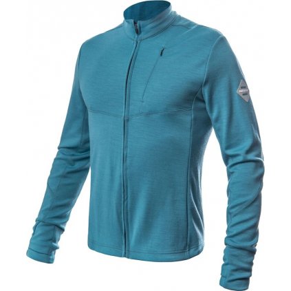 Pánská merino mikina SENSOR Merino Upper celozip mint blue (Velikost S, Barva modrá)