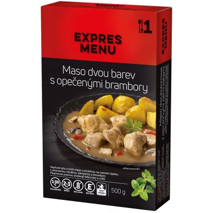 Maso dvou barev s opečenými brambory EXPRES MENU (1 porce)